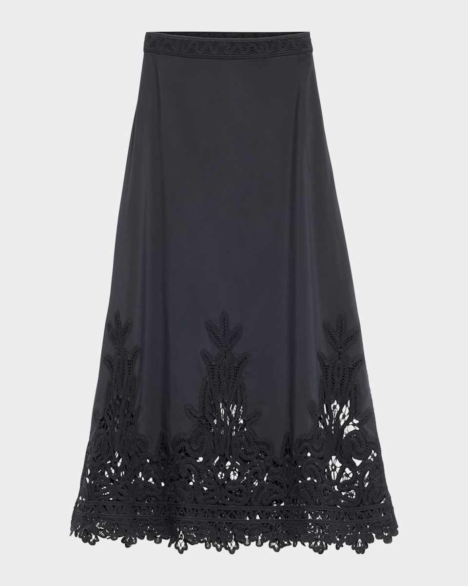 Karlyn A-Line Lace Trim Skirt